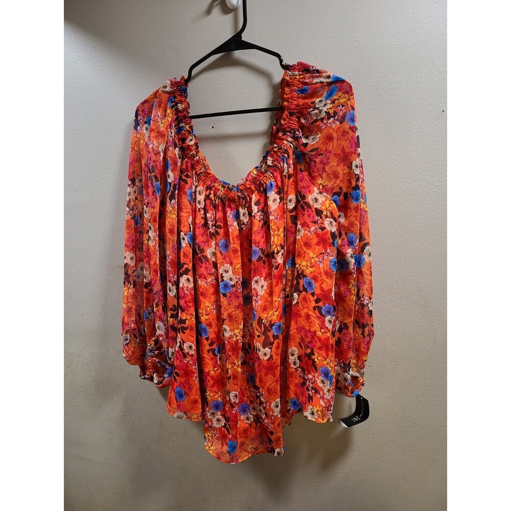 inc international concepts Off Shoulder Floral Blouson Sleeve top Size XxL